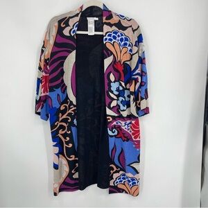Chico’s Cardigan Sweater Womens floral Pattern mid length kimono Jacket 1 US M